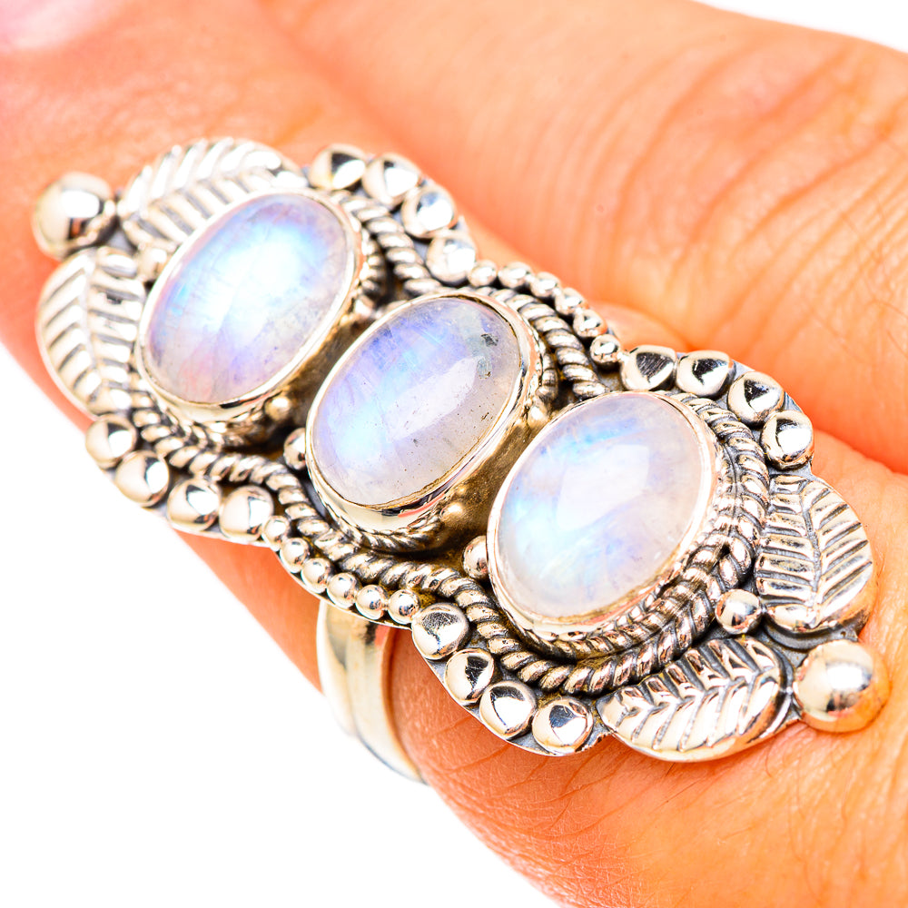 Rainbow Moonstone Rings handcrafted by Anasilvercos - RING117648