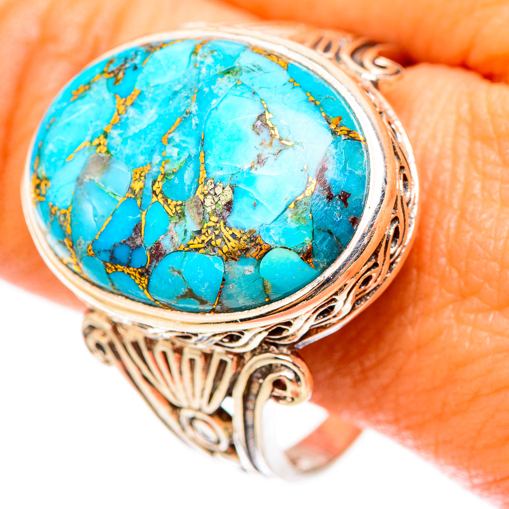 Blue Copper Composite Turquoise Rings handcrafted by Anasilvercos - RING117660