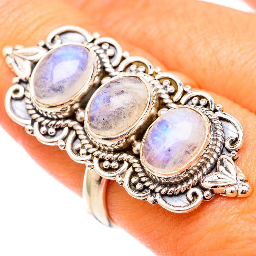Rainbow Moonstone Rings handcrafted by Anasilvercos - RING117679