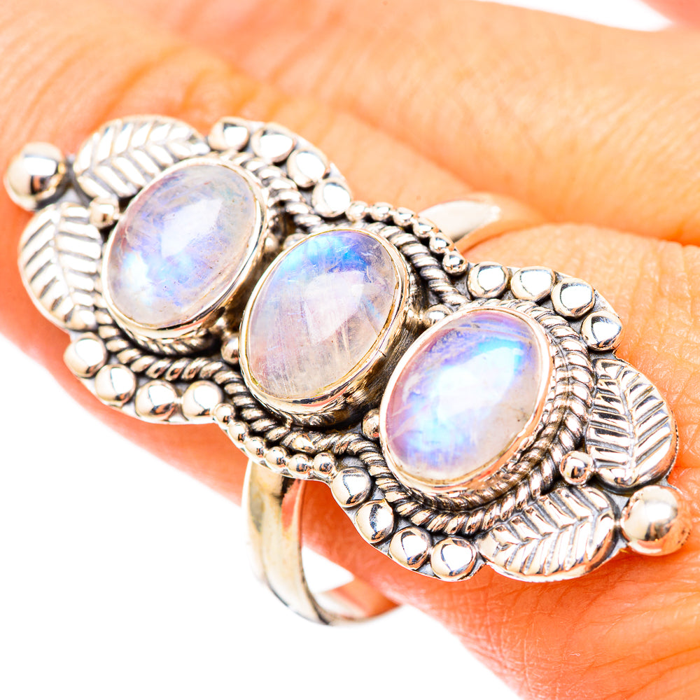 Rainbow Moonstone Rings handcrafted by Anasilvercos - RING117680