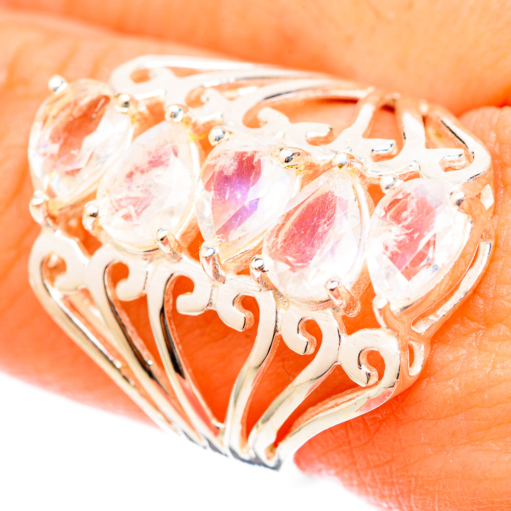 Rainbow Moonstone Rings handcrafted by Anasilvercos - RING117719