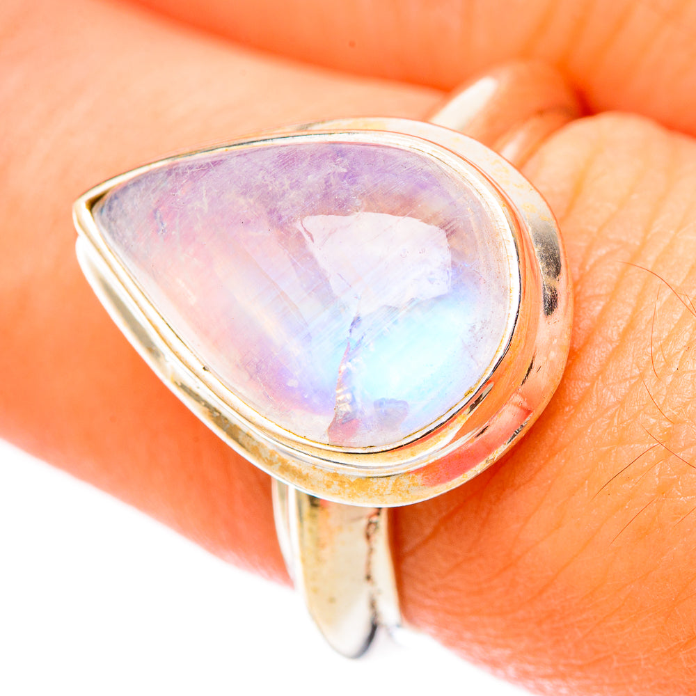 Rainbow Moonstone Rings handcrafted by Anasilvercos - RING117722