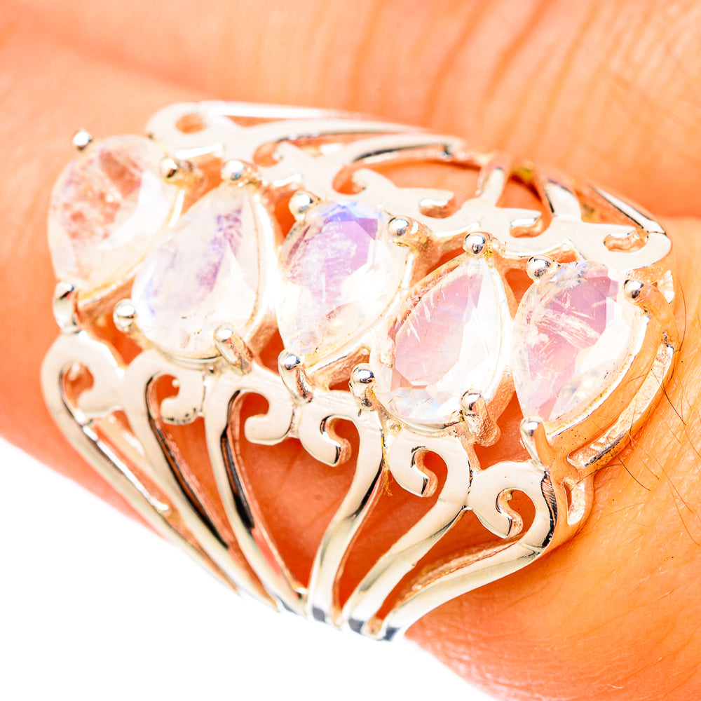 Rainbow Moonstone Rings handcrafted by Anasilvercos - RING117752