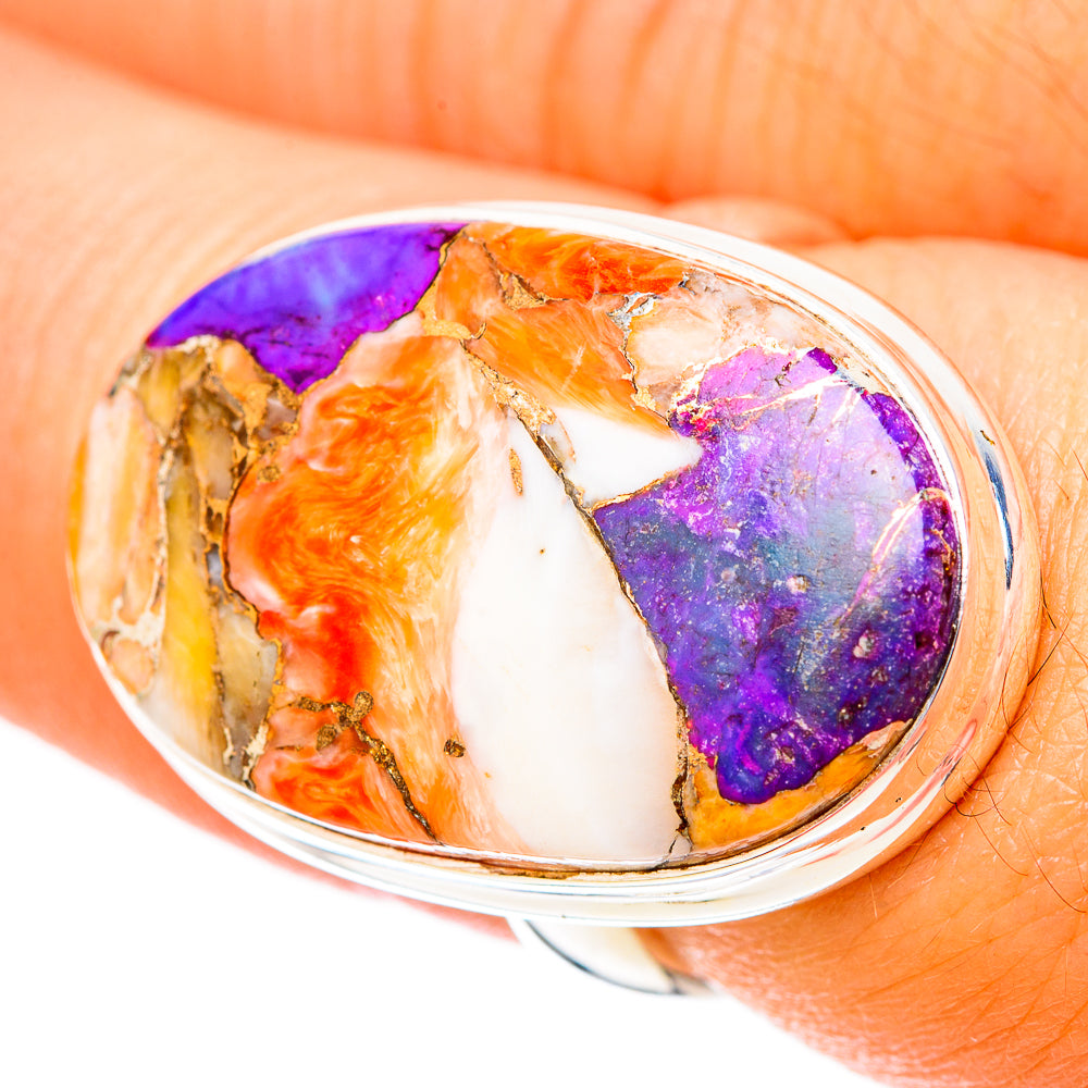 Kingman Pink Dahlia Turquoise Rings handcrafted by Anasilvercos - RING117754