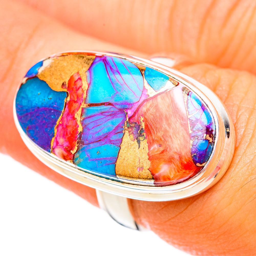 Kingman Pink Dahlia Turquoise Rings handcrafted by Anasilvercos - RING117784