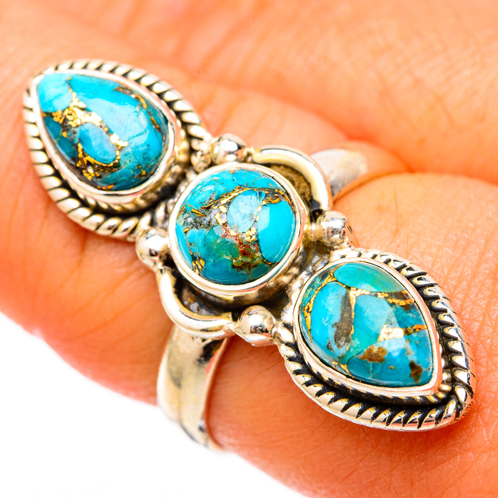 Blue Copper Composite Turquoise Rings handcrafted by Anasilvercos - RING117793