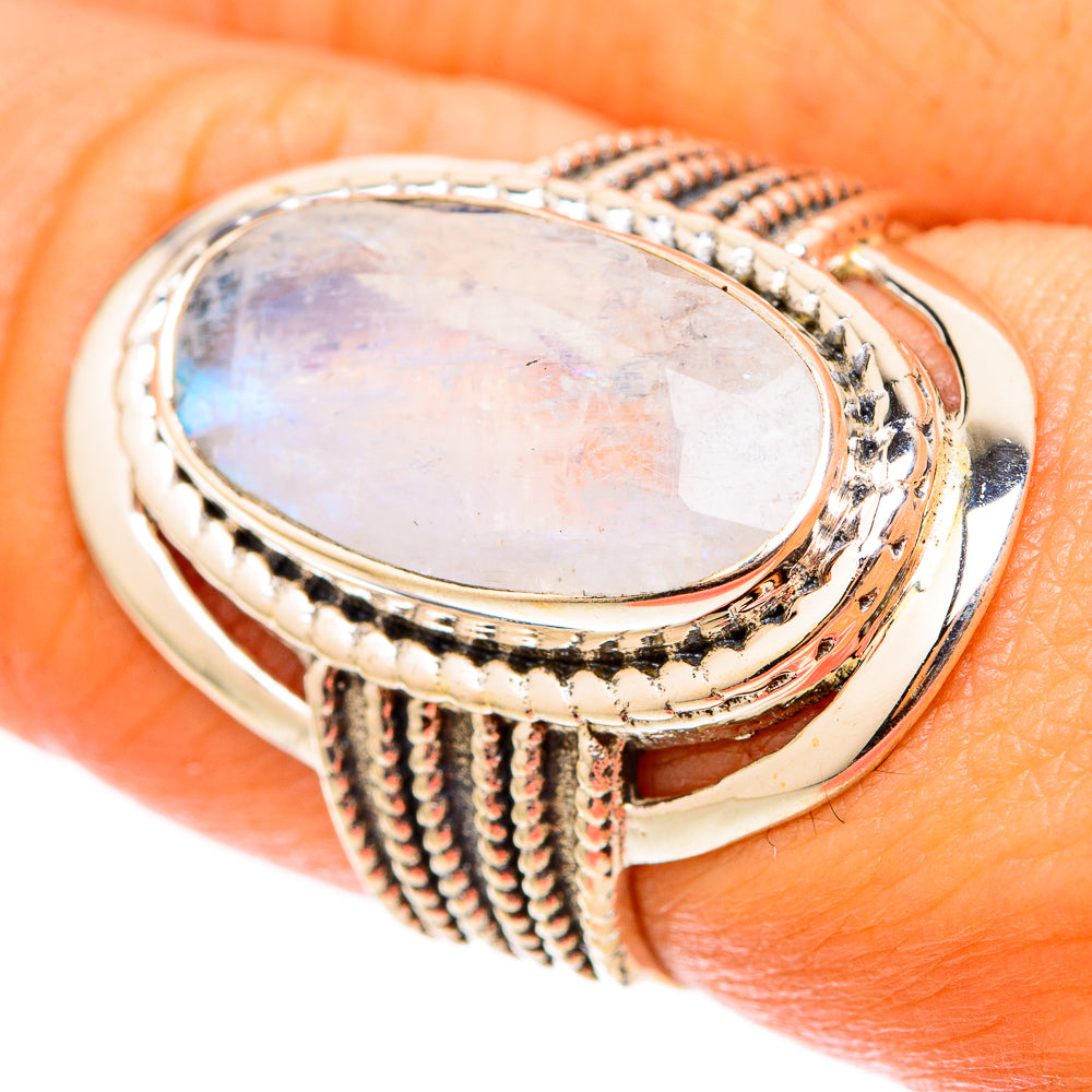Rainbow Moonstone Rings handcrafted by Anasilvercos - RING117810