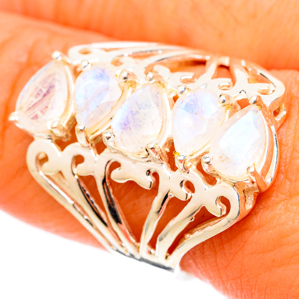 Rainbow Moonstone Rings handcrafted by Anasilvercos - RING117814