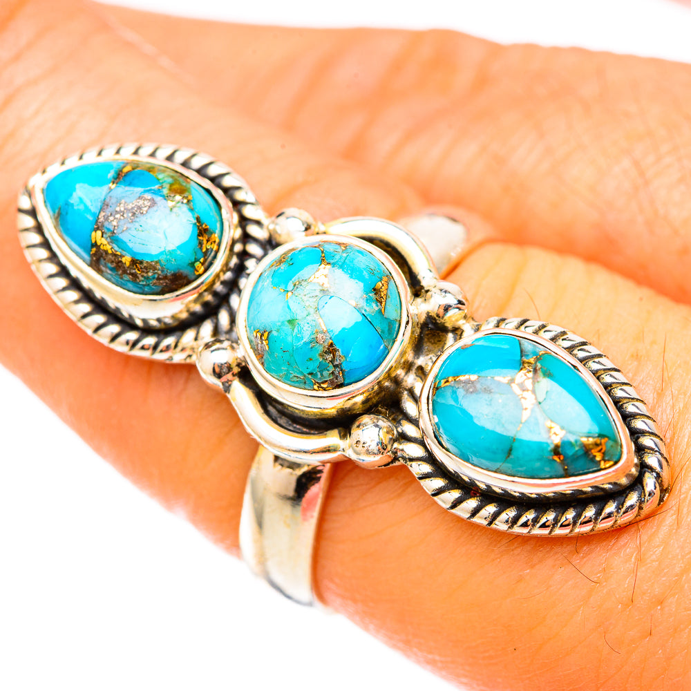 Blue Copper Composite Turquoise Rings handcrafted by Anasilvercos - RING117821