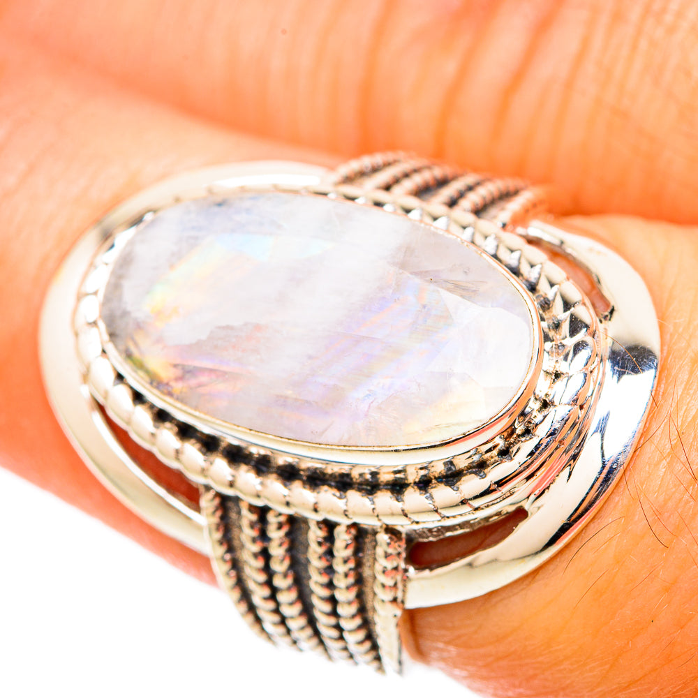 Rainbow Moonstone Rings handcrafted by Anasilvercos - RING117837