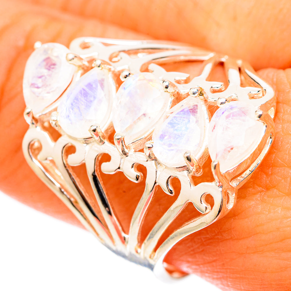 Rainbow Moonstone Rings handcrafted by Anasilvercos - RING117840
