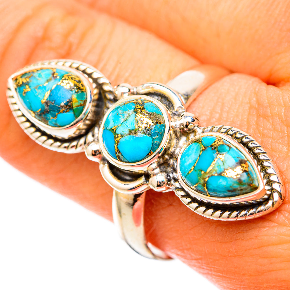 Blue Copper Composite Turquoise Rings handcrafted by Anasilvercos - RING117843