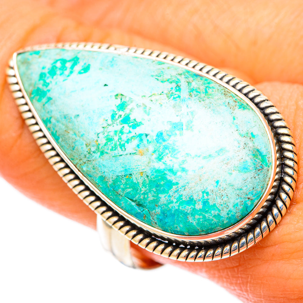 Peruvian Chrysocolla Rings handcrafted by Anasilvercos - RING117857