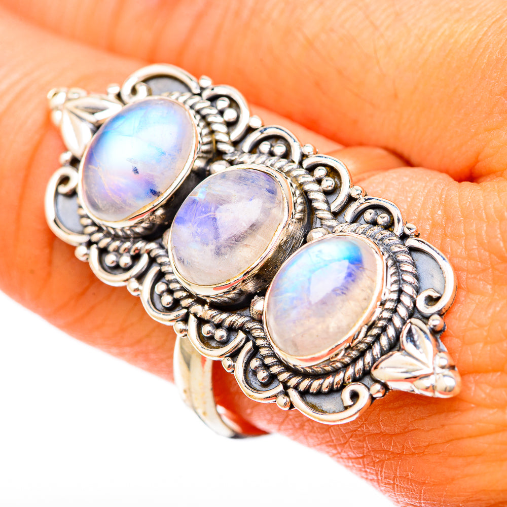Rainbow Moonstone Rings handcrafted by Anasilvercos - RING117871
