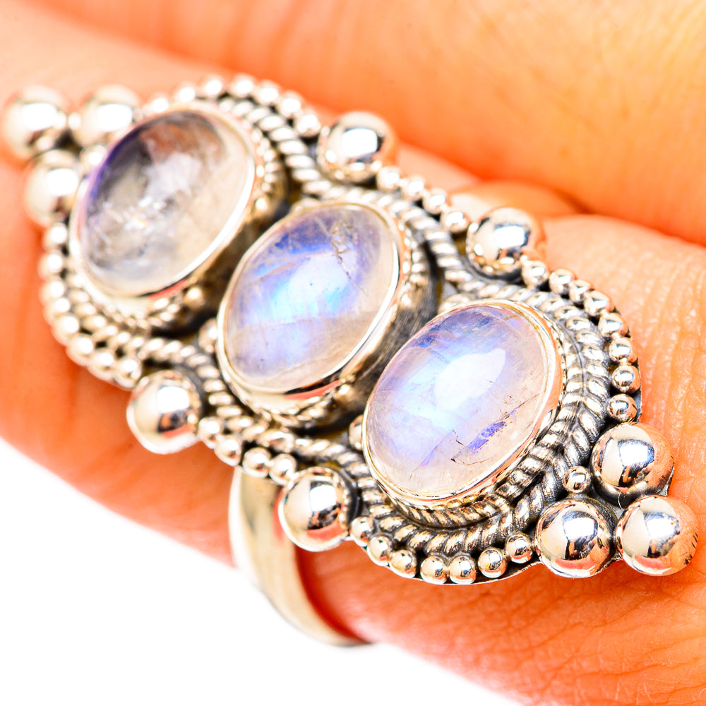 Rainbow Moonstone Rings handcrafted by Anasilvercos - RING117872