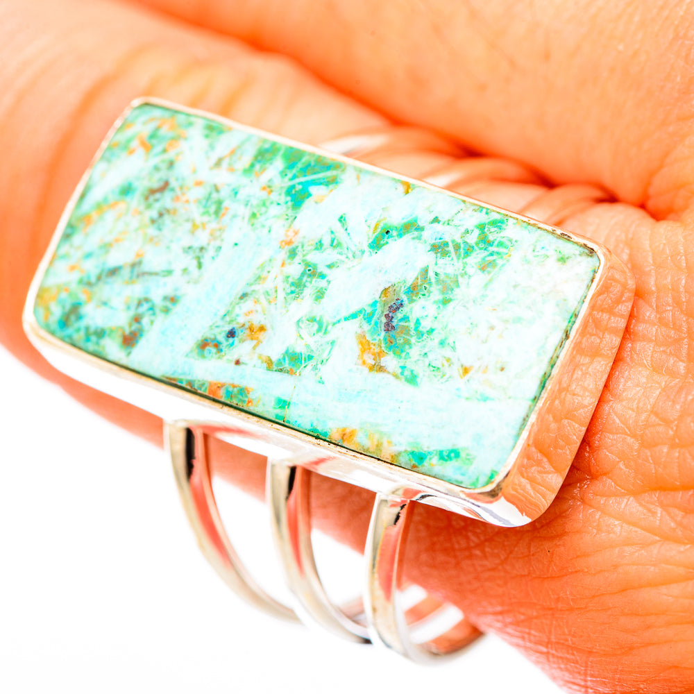 Peruvian Chrysocolla Rings handcrafted by Anasilvercos - RING117913