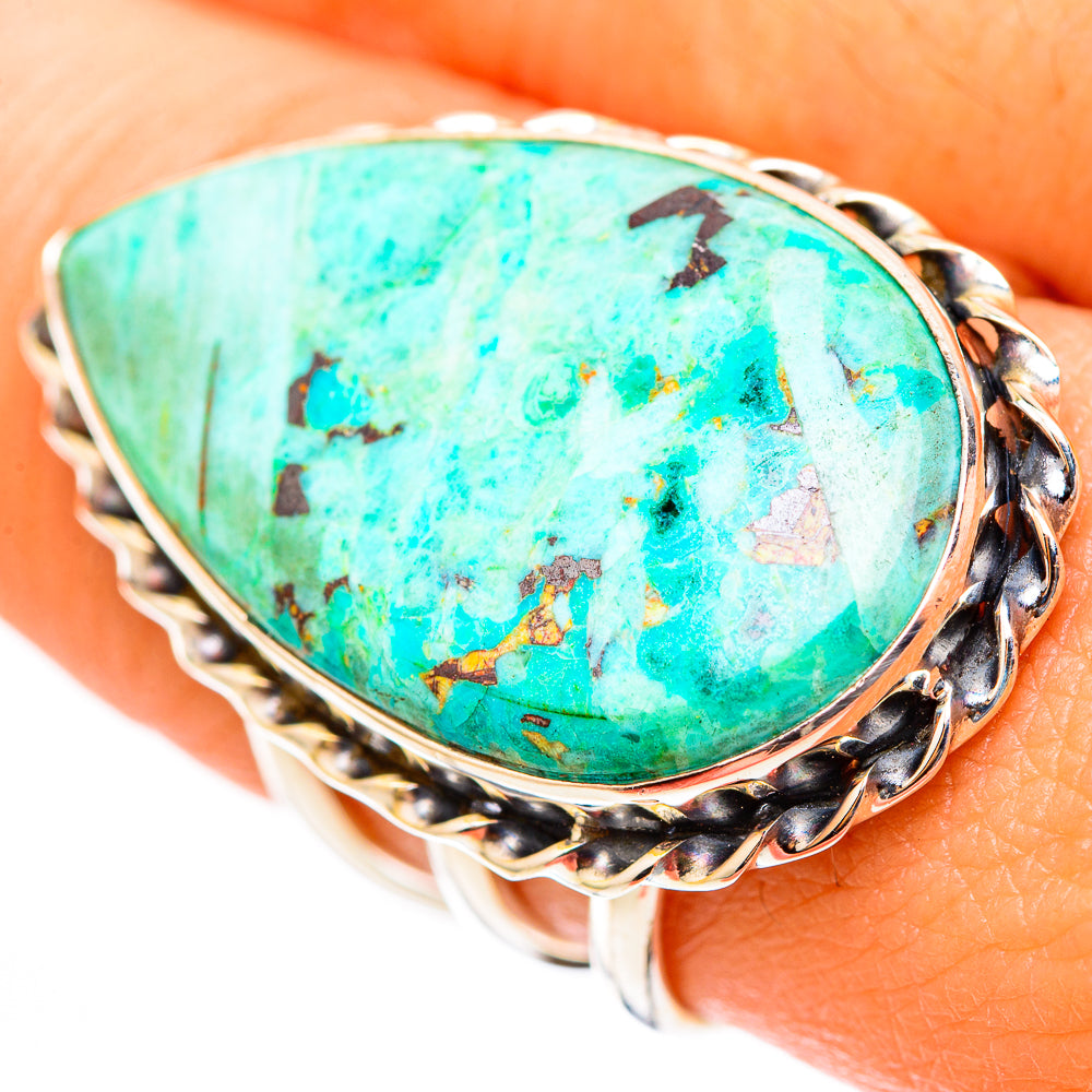 Peruvian Chrysocolla Rings handcrafted by Anasilvercos - RING117943