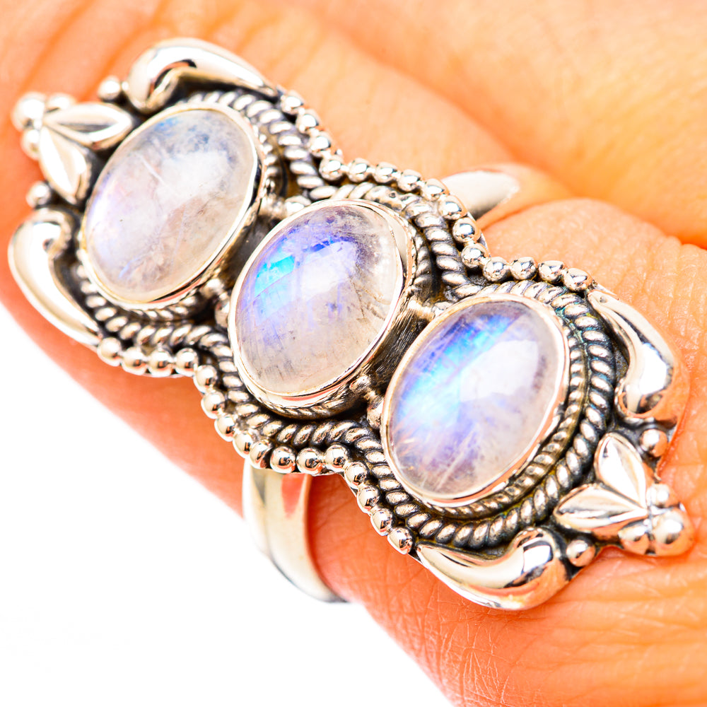 Rainbow Moonstone Rings handcrafted by Anasilvercos - RING117957