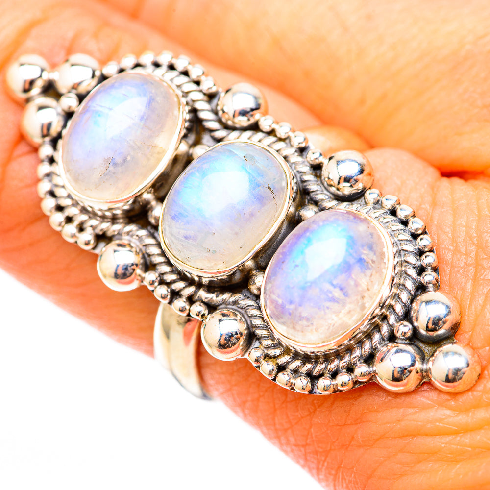 Rainbow Moonstone Rings handcrafted by Anasilvercos - RING117958
