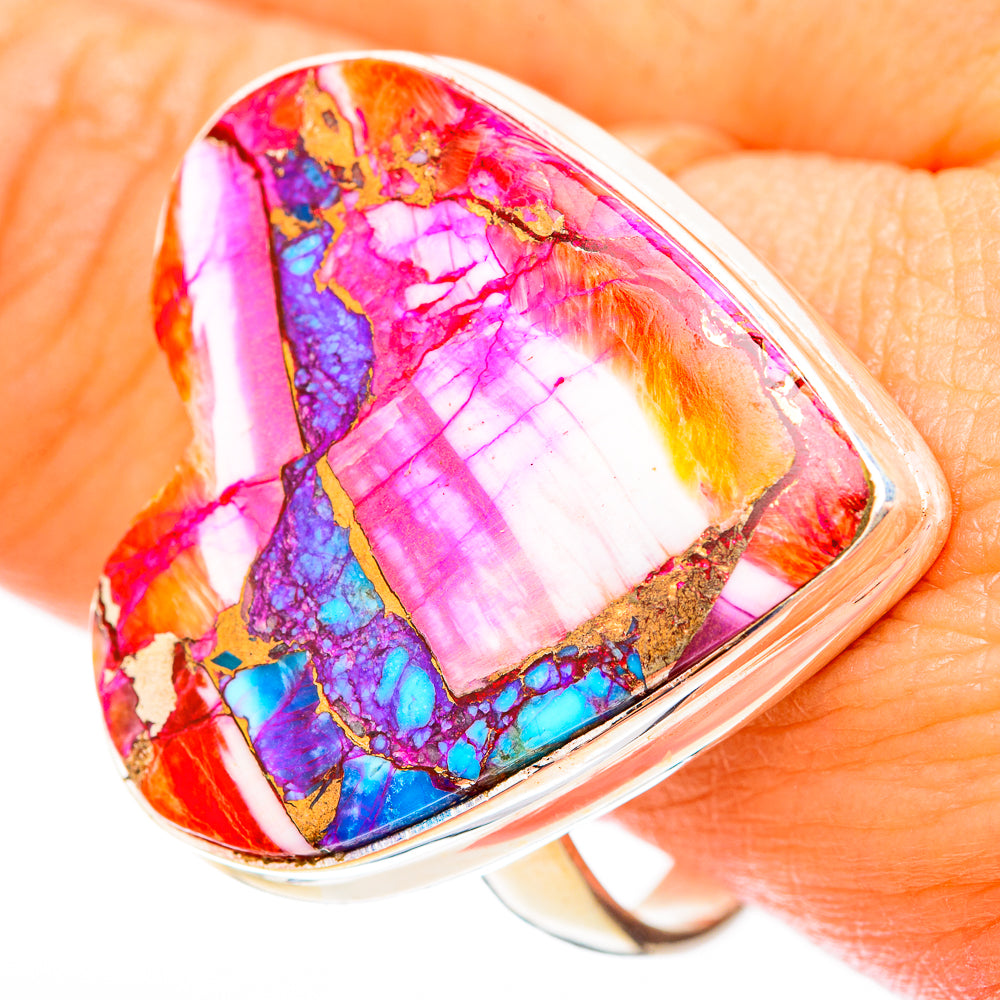 Kingman Pink Dahlia Turquoise Rings handcrafted by Anasilvercos - RING117962
