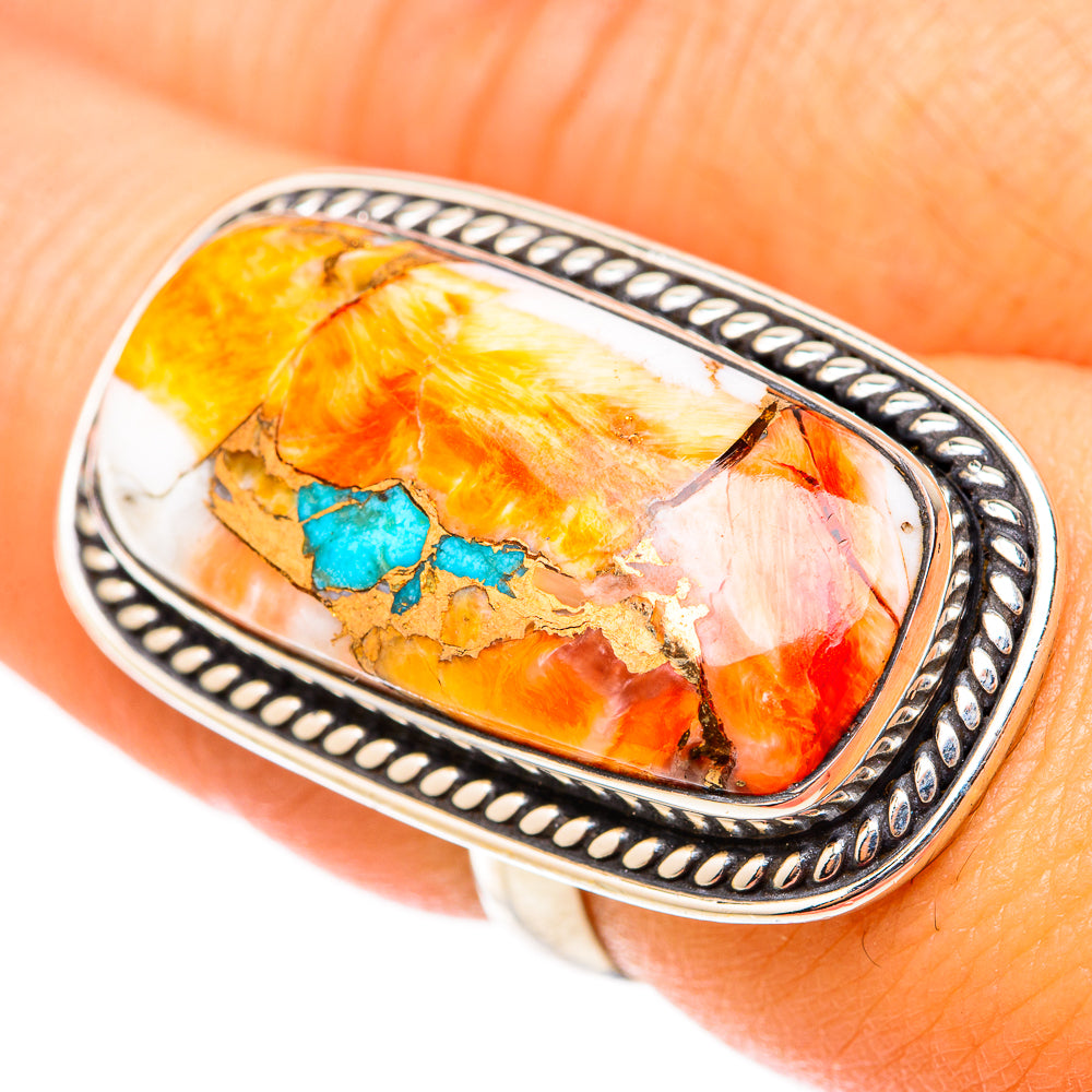Kingman Pink Dahlia Turquoise Rings handcrafted by Anasilvercos - RING117975