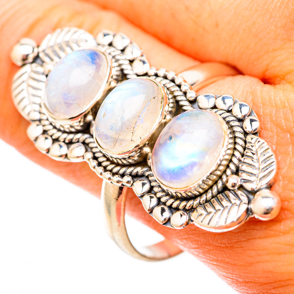 Rainbow Moonstone Rings handcrafted by Anasilvercos - RING117981