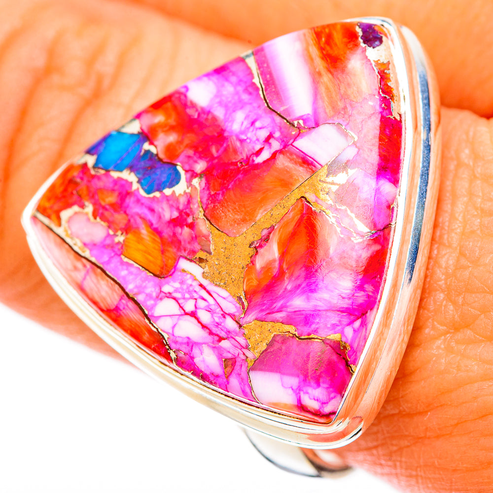 Kingman Pink Dahlia Turquoise Rings handcrafted by Anasilvercos - RING117985