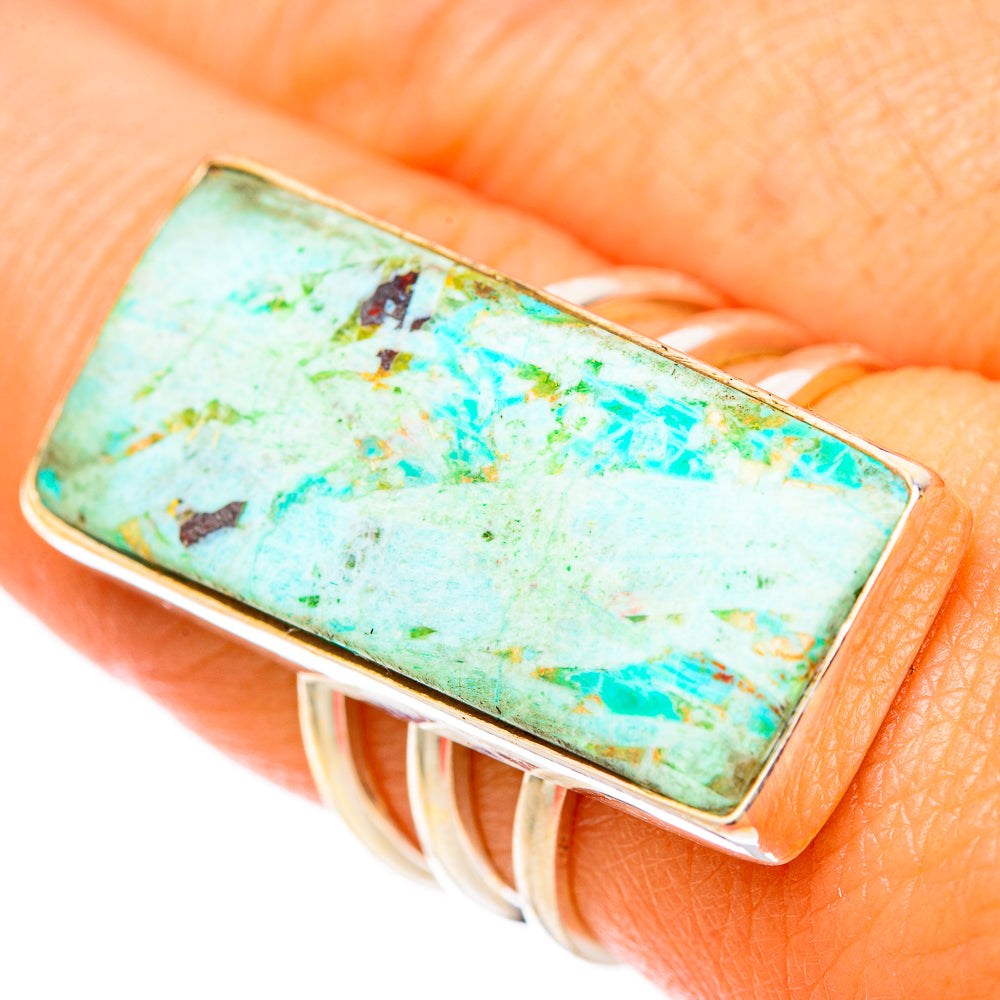 Peruvian Chrysocolla Rings handcrafted by Anasilvercos - RING117993