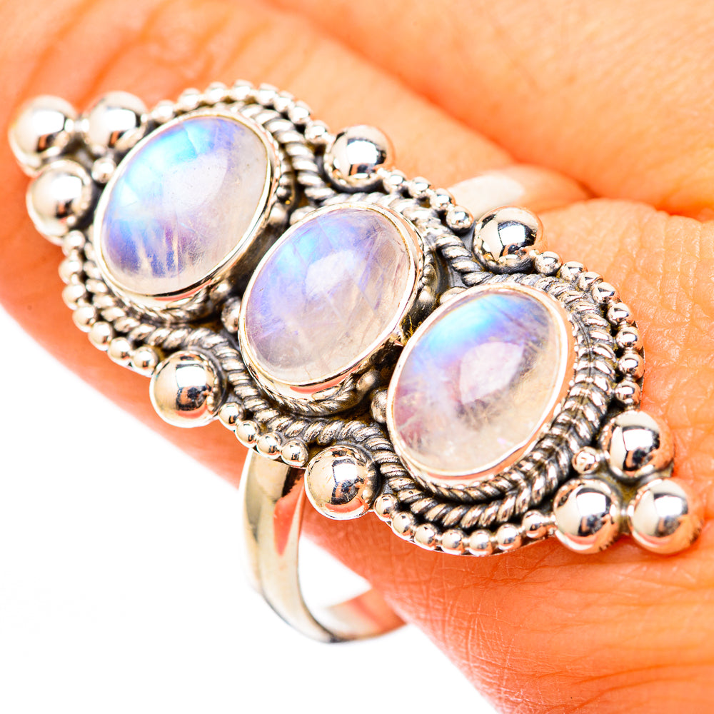 Rainbow Moonstone Rings handcrafted by Anasilvercos - RING117995