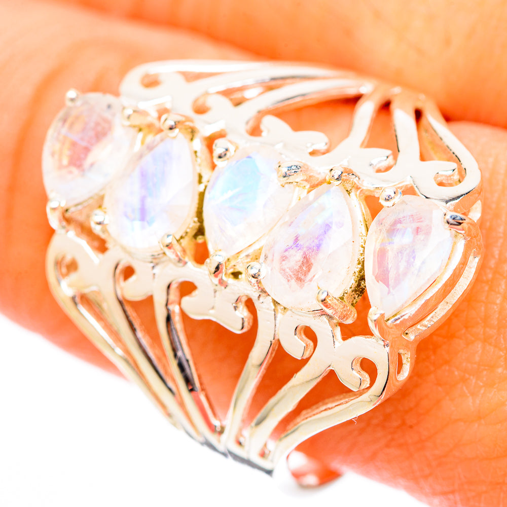 Rainbow Moonstone Rings handcrafted by Anasilvercos - RING118018