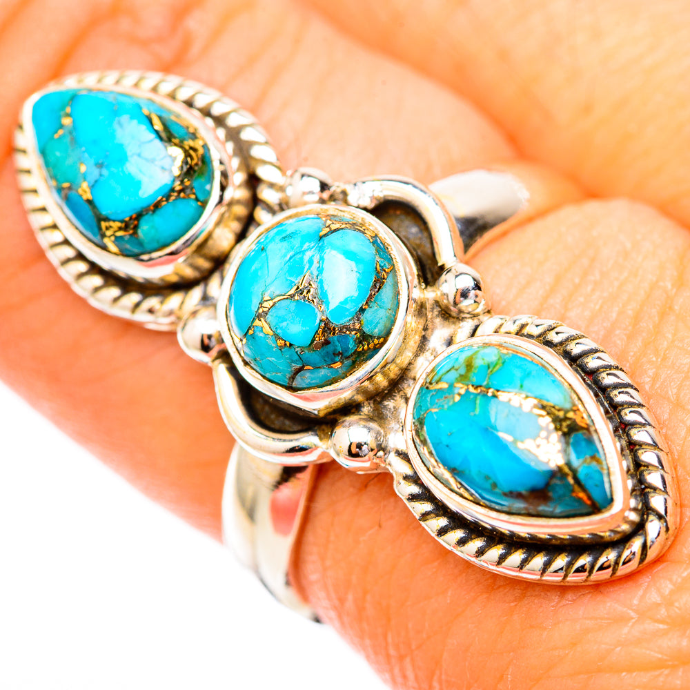 Blue Copper Composite Turquoise Rings handcrafted by Anasilvercos - RING118066
