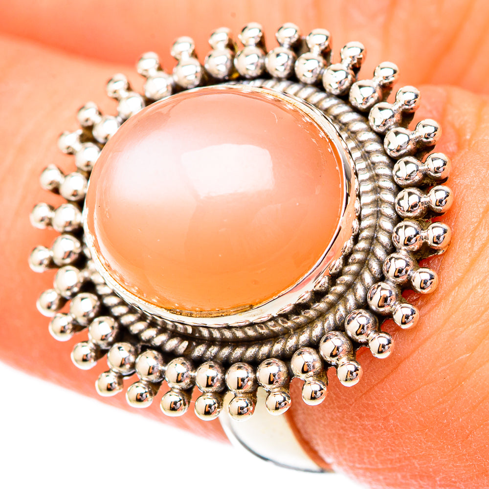 Peach Moonstone Rings handcrafted by Anasilvercos - RING118091