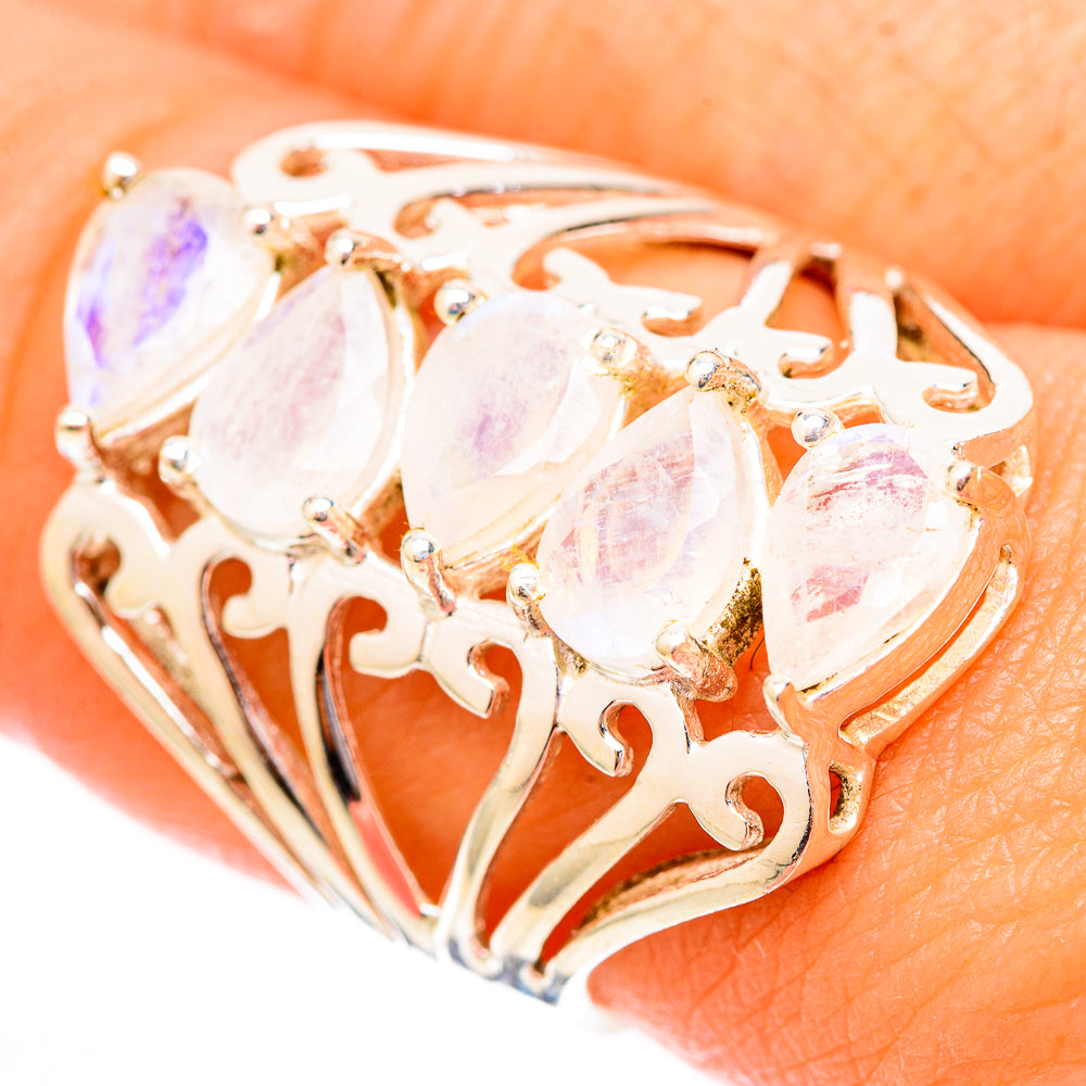 Rainbow Moonstone Rings handcrafted by Anasilvercos - RING118099