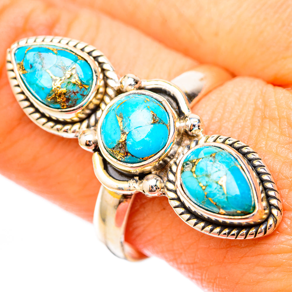 Blue Copper Composite Turquoise Rings handcrafted by Anasilvercos - RING118106