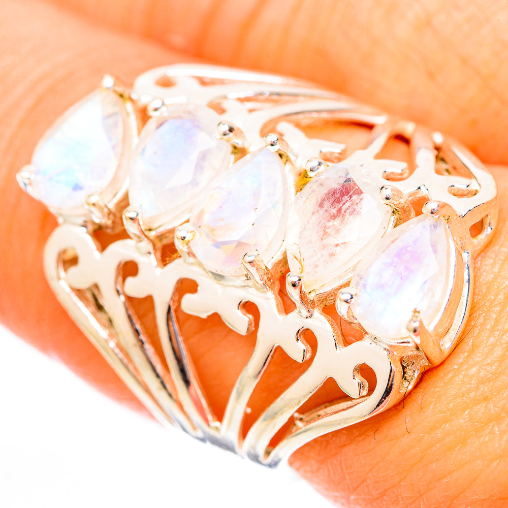 Rainbow Moonstone Rings handcrafted by Anasilvercos - RING118127