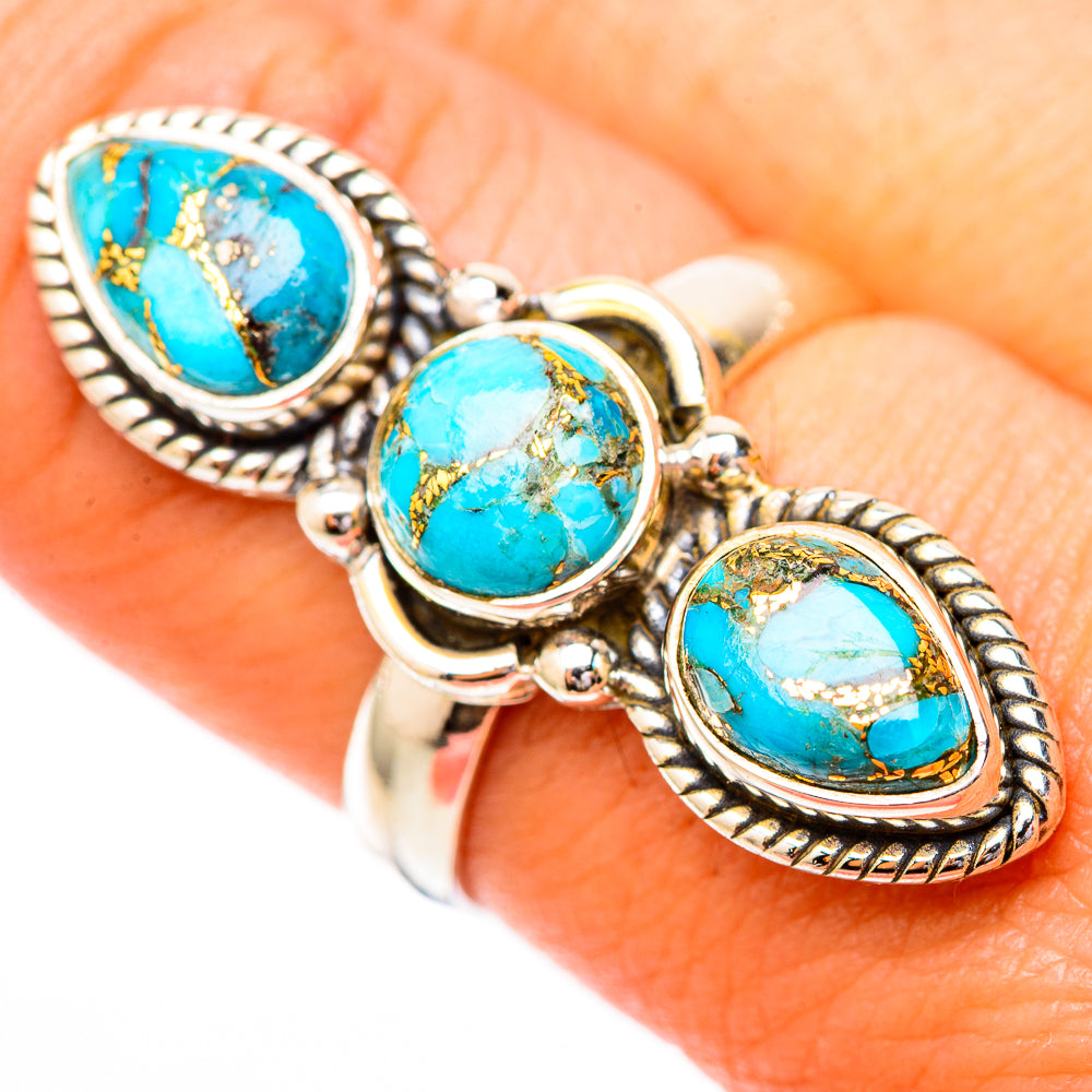 Blue Copper Composite Turquoise Rings handcrafted by Anasilvercos - RING118133