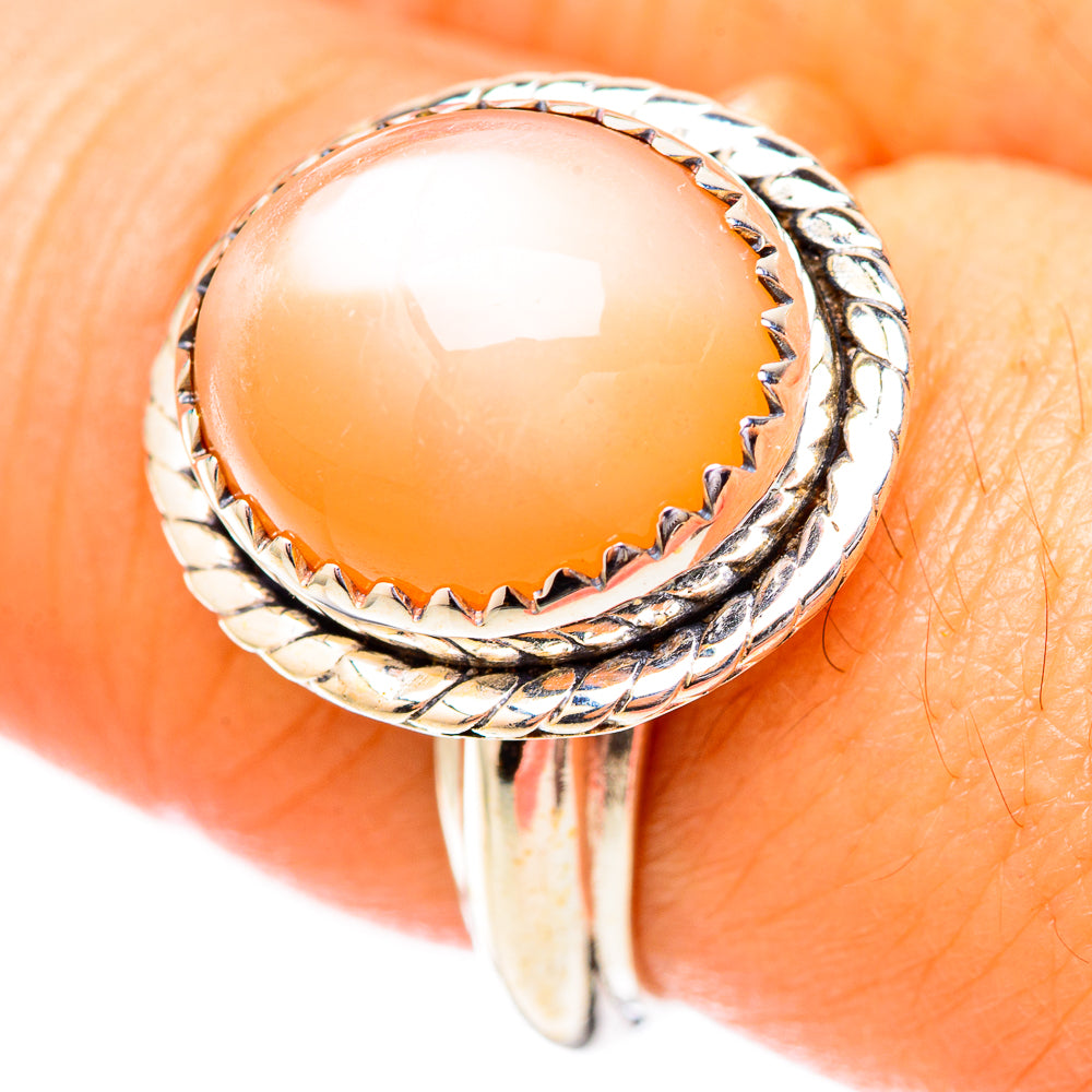 Peach Moonstone Rings handcrafted by Anasilvercos - RING118148
