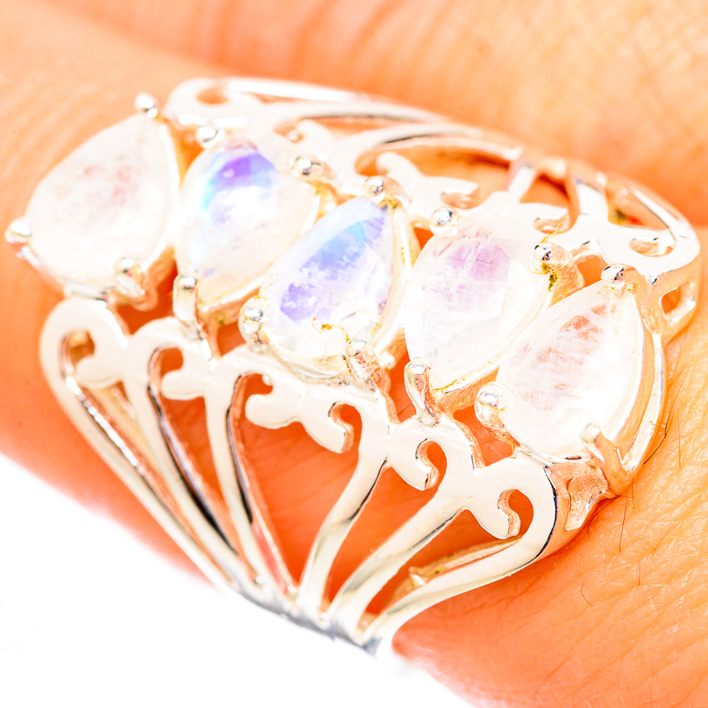 Rainbow Moonstone Rings handcrafted by Anasilvercos - RING118155