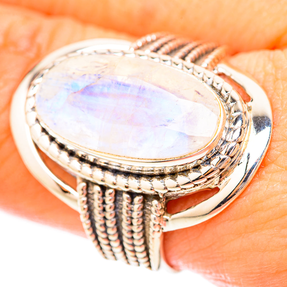 Rainbow Moonstone Rings handcrafted by Anasilvercos - RING118156