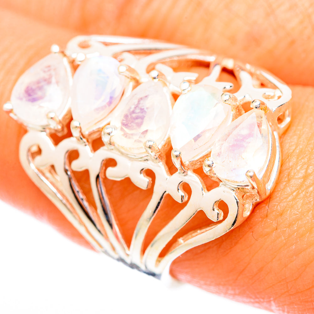 Rainbow Moonstone Rings handcrafted by Anasilvercos - RING118178