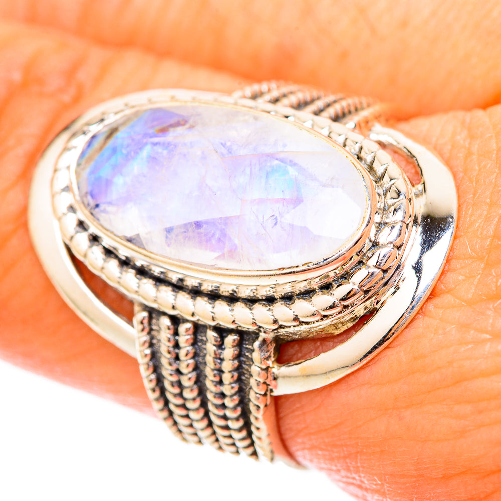 Rainbow Moonstone Rings handcrafted by Anasilvercos - RING118179