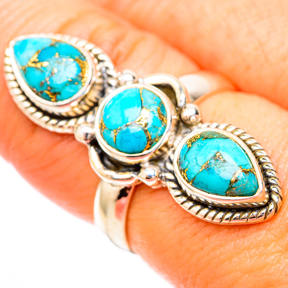 Blue Copper Composite Turquoise Rings handcrafted by Anasilvercos - RING118181