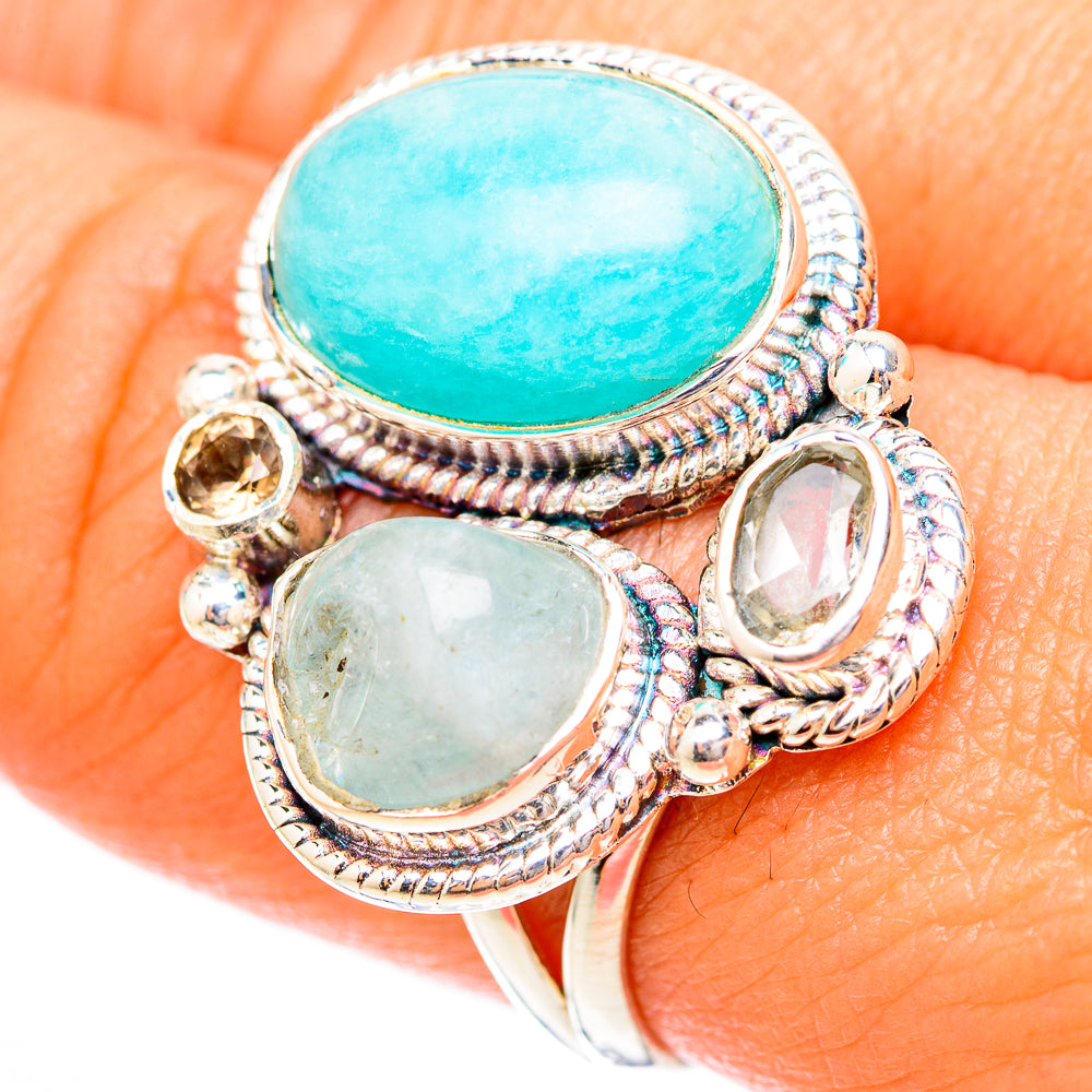 Peruvian Amazonite Rings handcrafted by Anasilvercos - RING118183