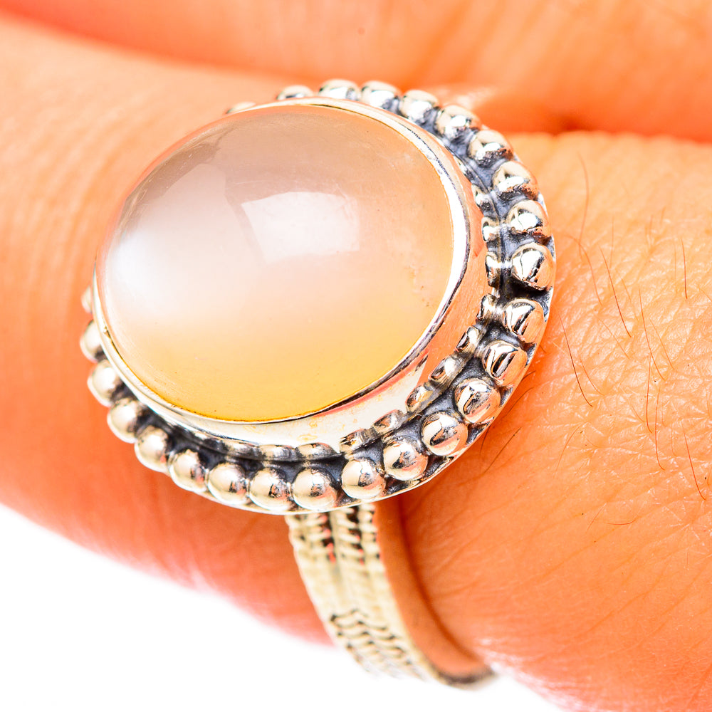 Peach Moonstone Rings handcrafted by Anasilvercos - RING118193
