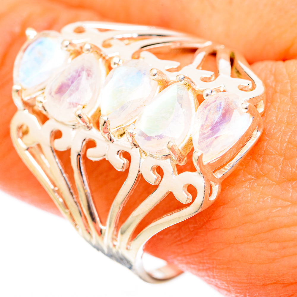 Rainbow Moonstone Rings handcrafted by Anasilvercos - RING118195