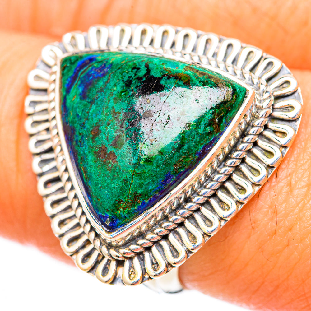 Azurite In Malachite Rings handcrafted by Anasilvercos - RING118205