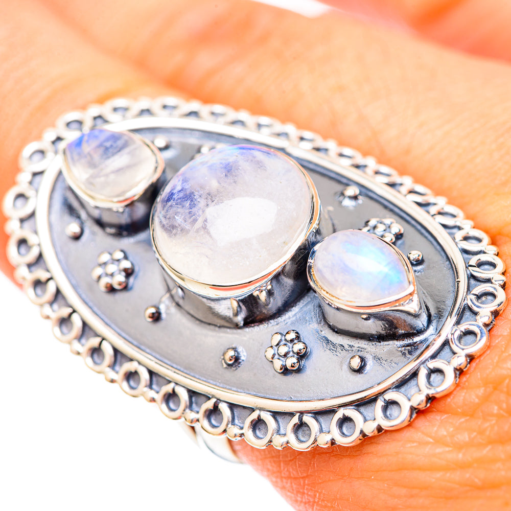 Rainbow Moonstone Rings handcrafted by Anasilvercos - RING118226