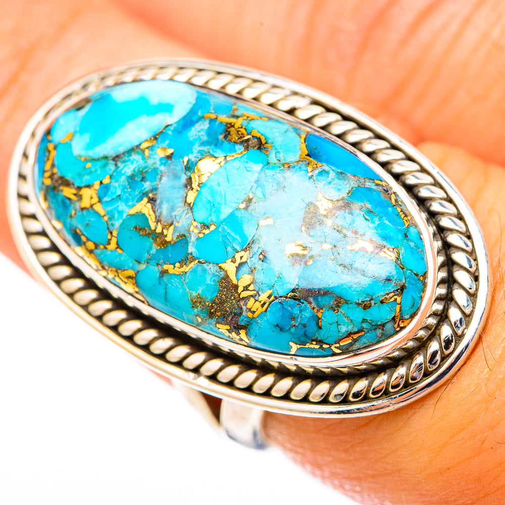 Blue Copper Composite Turquoise Rings handcrafted by Anasilvercos - RING118238