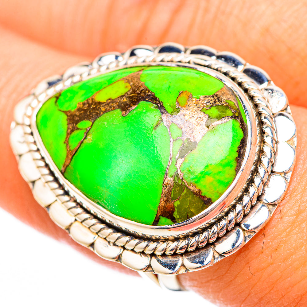 Green Copper Composite Turquoise Rings handcrafted by Anasilvercos - RING118246