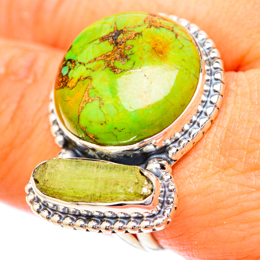 Green Copper Composite Turquoise Rings handcrafted by Anasilvercos - RING118277